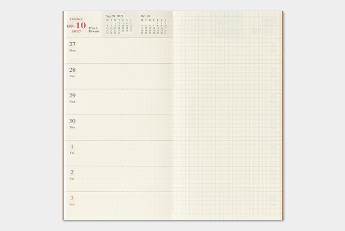 Traveler's Company 2027 Weekly and Memo Diary Refill - Regular Flywheel Stationery Tasmania