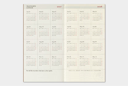 Traveler's Company 2027 Weekly and Memo Diary Refill - Regular Flywheel Stationery Tasmania
