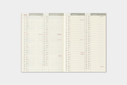 Traveler's Company 2027 Weekly Diary Refill - Passport Flywheel Stationery Tasmania