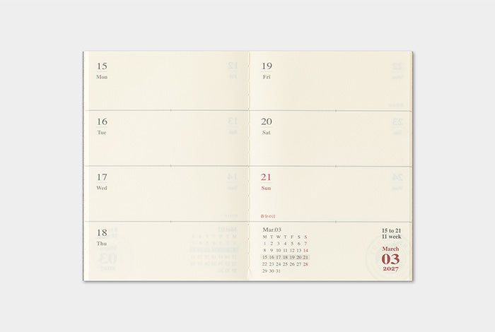 Traveler's Company 2027 Weekly Diary Refill - Passport Flywheel Stationery Tasmania