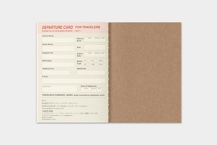 Traveler's Company 2027 Weekly Diary Refill - Passport Flywheel Stationery Tasmania
