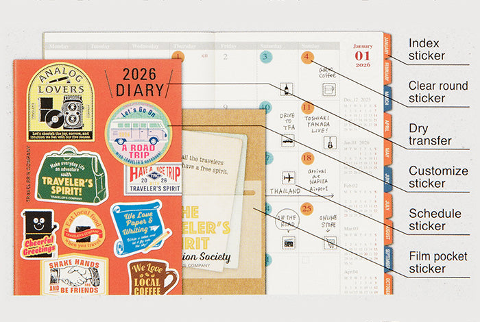 Traveler's Company 2026 Diary Customise Sticker Set | Flywheel | Stationery | Tasmania