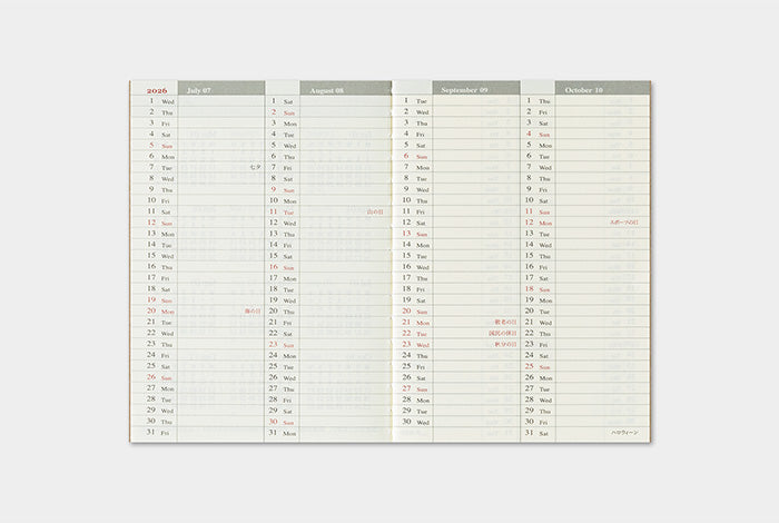 Traveler's Company 2026 Diary Insert - Passport Weekly | Flywheel | Stationery | Tasmania