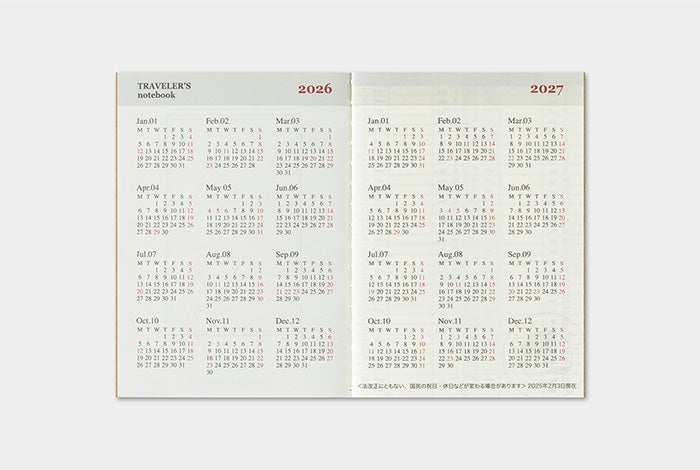 Traveler's Company 2026 Diary Insert - Passport Weekly | Flywheel | Stationery | Tasmania