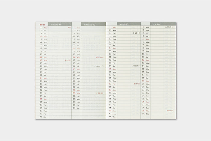 Traveler's Company 2026 Diary Insert - Passport Weekly | Flywheel | Stationery | Tasmania