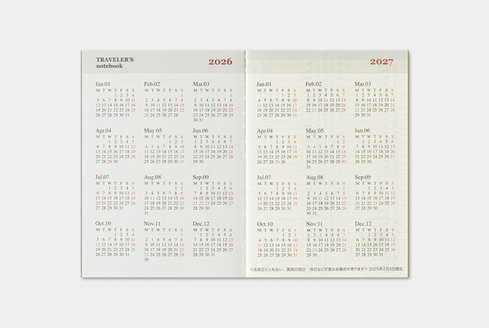 Traveler's Company 2026 Diary Insert - Passport Weekly | Flywheel | Stationery | Tasmania