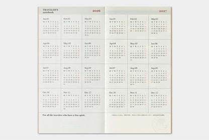 Traveler's Company 2026 Diary Insert - Regular Monthly | Flywheel | Stationery | Tasmania