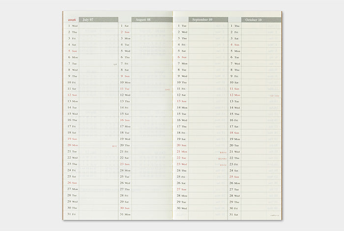 Traveler's Company 2026 Diary Insert - Regular Weekly & Memo | Flywheel | Stationery | Tasmania