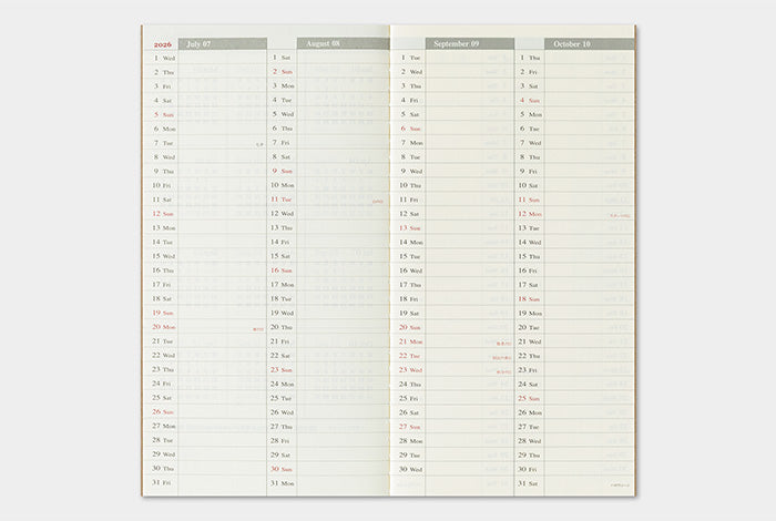 Traveler's Company 2026 Diary Insert - Regular Weekly Vertical | Flywheel | Stationery | Tasmania