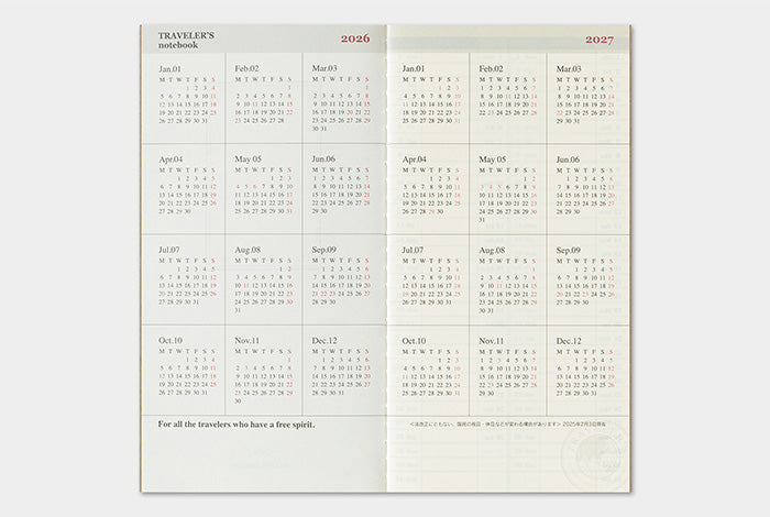 Traveler's Company 2026 Diary Insert - Regular Weekly Vertical | Flywheel | Stationery | Tasmania