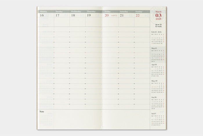 Traveler's Company 2026 Diary Insert - Regular Weekly Vertical | Flywheel | Stationery | Tasmania