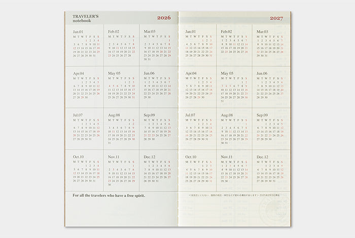 Traveler's Company 2026 Diary Insert - Regular Weekly Vertical | Flywheel | Stationery | Tasmania