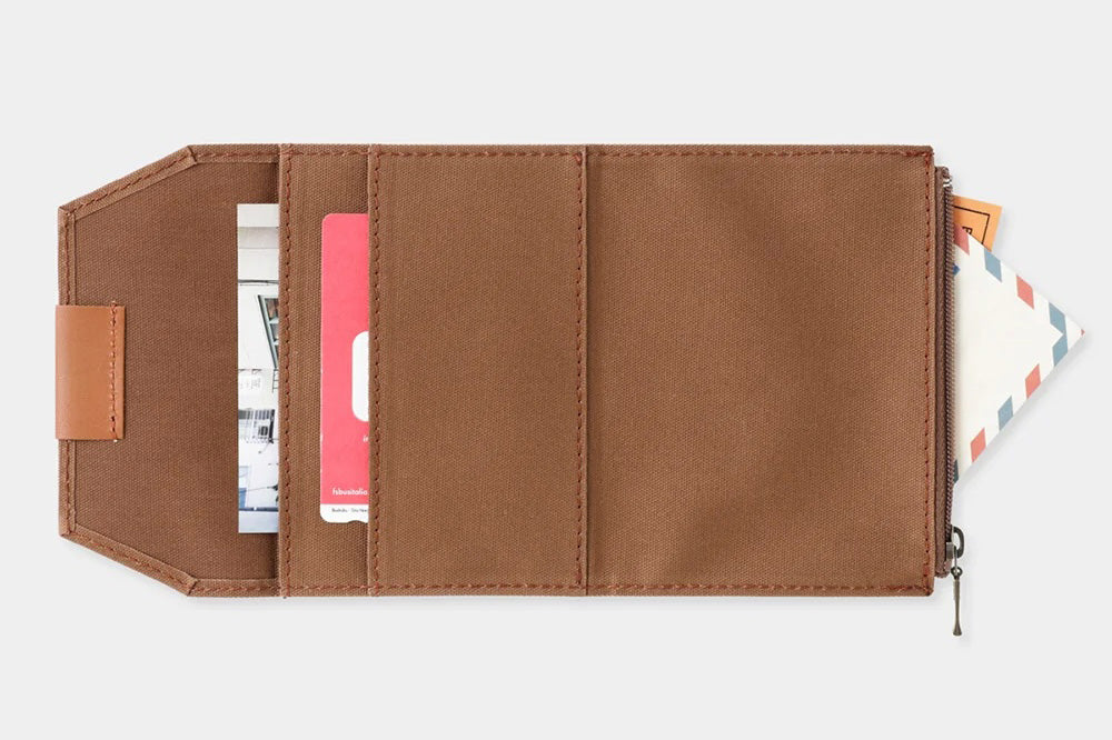 Traveler's Factory Passport Cotton Zipper Case - Coffee General Flywheel Stationery Tasmania