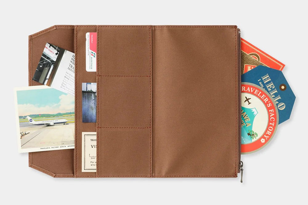 Traveler's Factory Regular Cotton Zipper Case - Coffee General Flywheel Stationery Tasmania