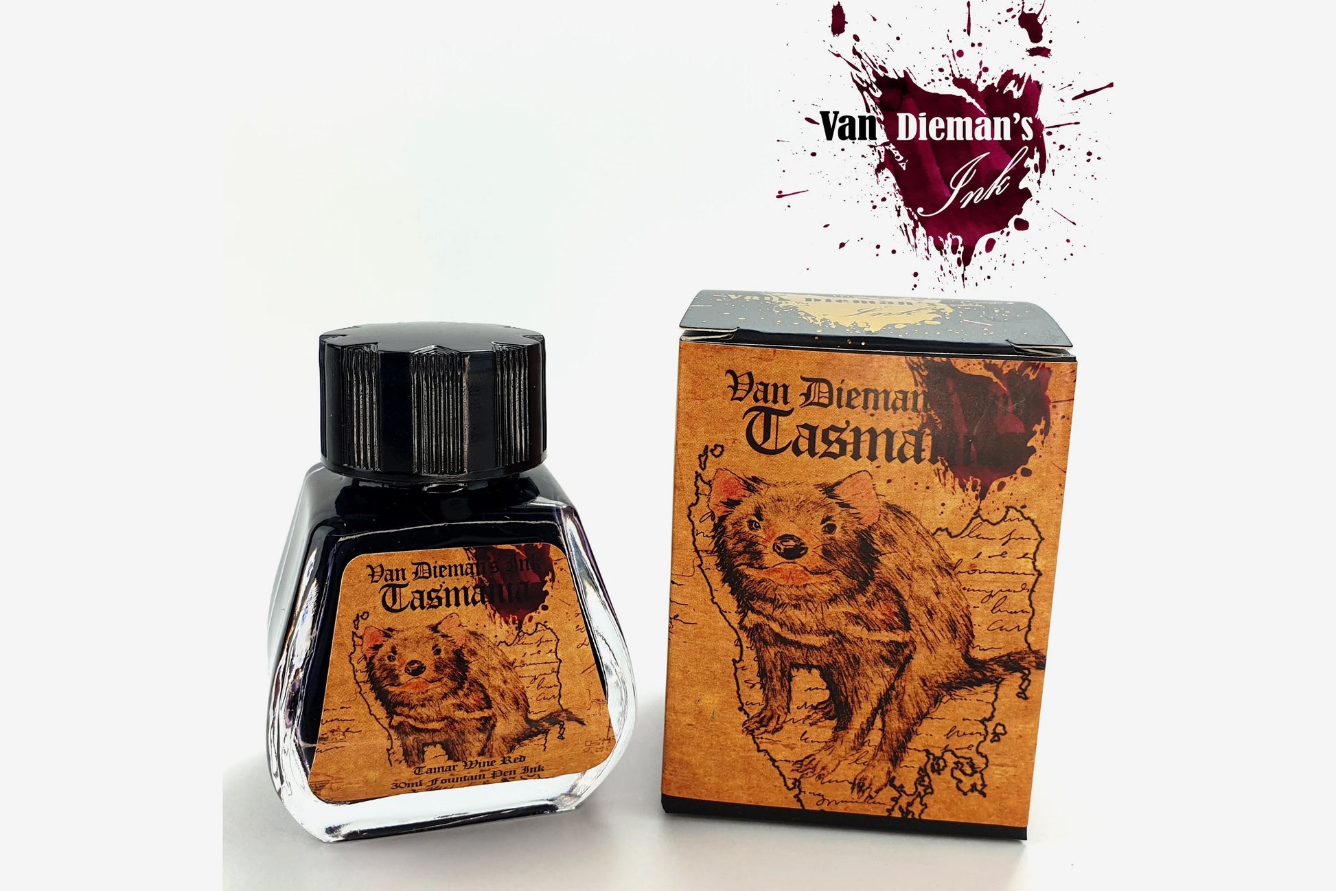 Van Dieman's Ink Fountain Pen Ink - Tamar Pinot Noir Wine Red | Flywheel | Stationery | Tasmania