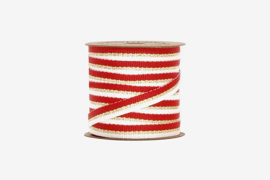 Vandoros 10m Metallic Stripe Grosgrain Ribbon - Red | Flywheel | Stationery | Tasmania