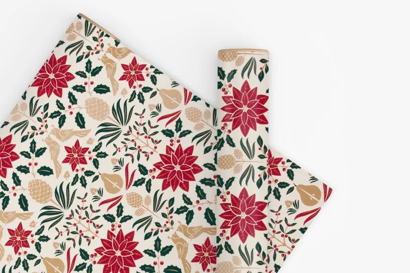 Vandoros 10m Wrapping Paper - Poinsettia Traditional | Flywheel | Stationery | Tasmania