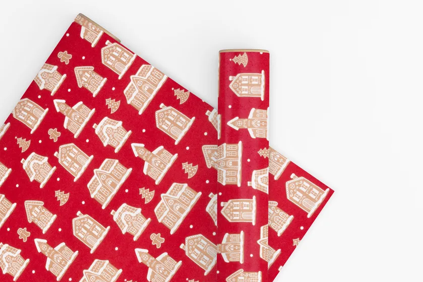 Vandoros 10m Wrapping Paper Gingerbread House Red Flywheel