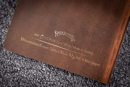 Galen Leather B6 Leather Notebook - Crazy Horse Brown | Flywheel | Stationery | Tasmania