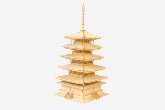 Ki-gu-mi Plywood Puzzle - Five-Story Pagoda | Flywheel | Stationery | Tasmania