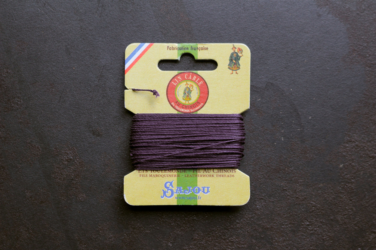 Sajou Waxed Cable Linen on Card 10m - Aubergine