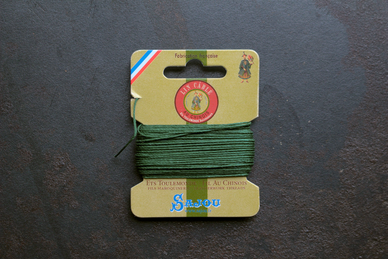 Sajou Waxed Cable Linen on Card 10m - Green