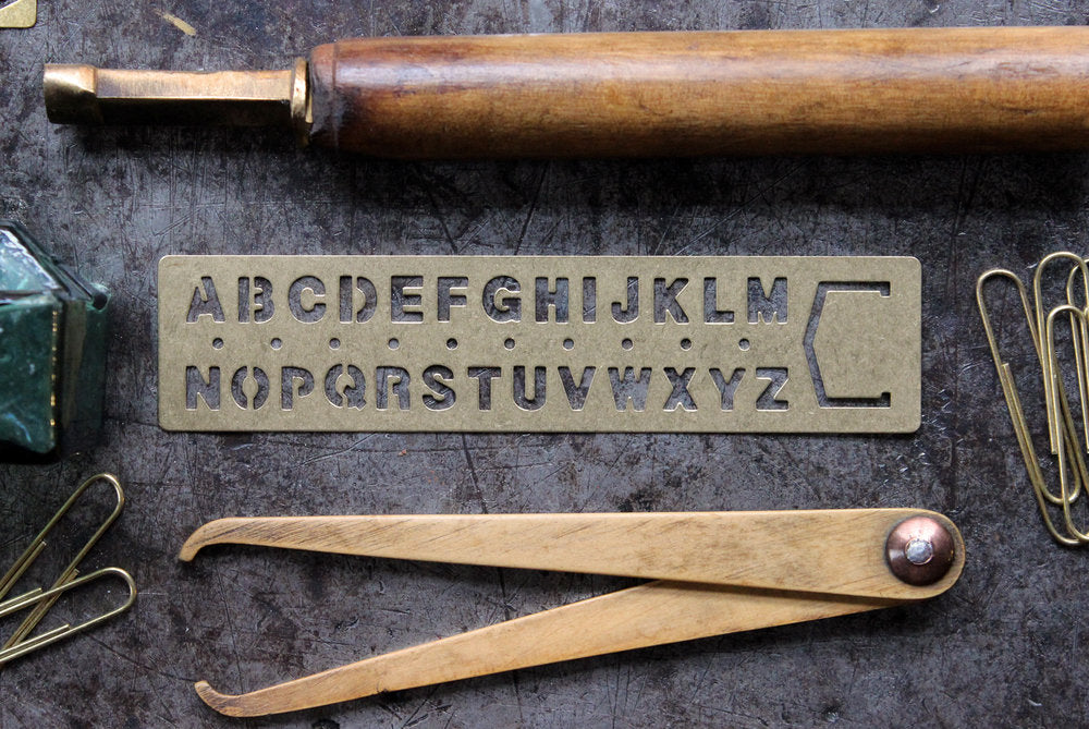 Traveler's Company Brass Template Bookmark - Alphabet | Flywheel | Stationery | Tasmania