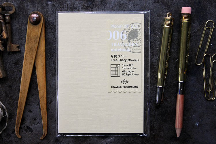 Traveler's Company Passport Notebook Refill - 006 Free Diary Monthly