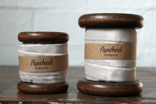 Velvet Ribbon on Wooden Spool - Oatmeal | Flywheel | Stationery | Tasmania