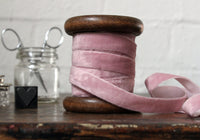 Velvet Ribbon on Wooden Spool - Soft Pink