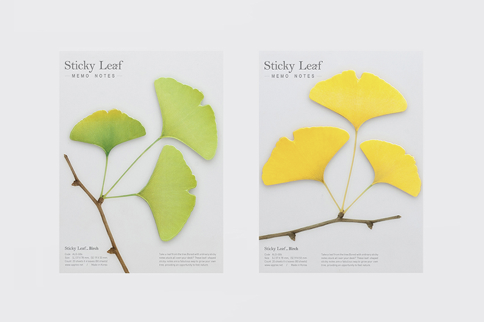 Appree Sticky Leaf Memo Notes - Ginkgo | Flywheel | Stationery | Tasmania