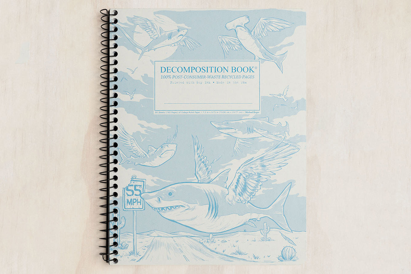 Decomposition Book Large - Flying Sharks | Flywheel | Stationery | Tasmania