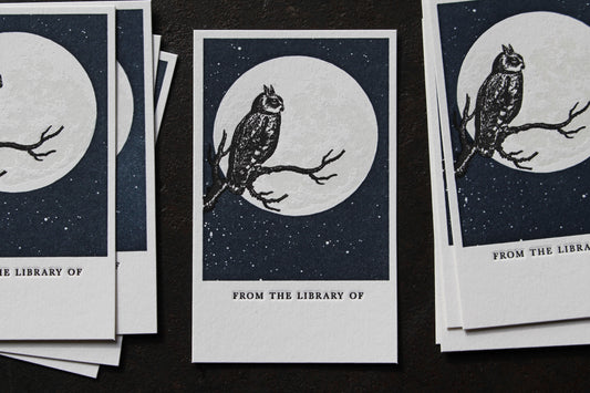 Letterpress Bookplates - Owl | Flywheel | Stationery | Tasmania