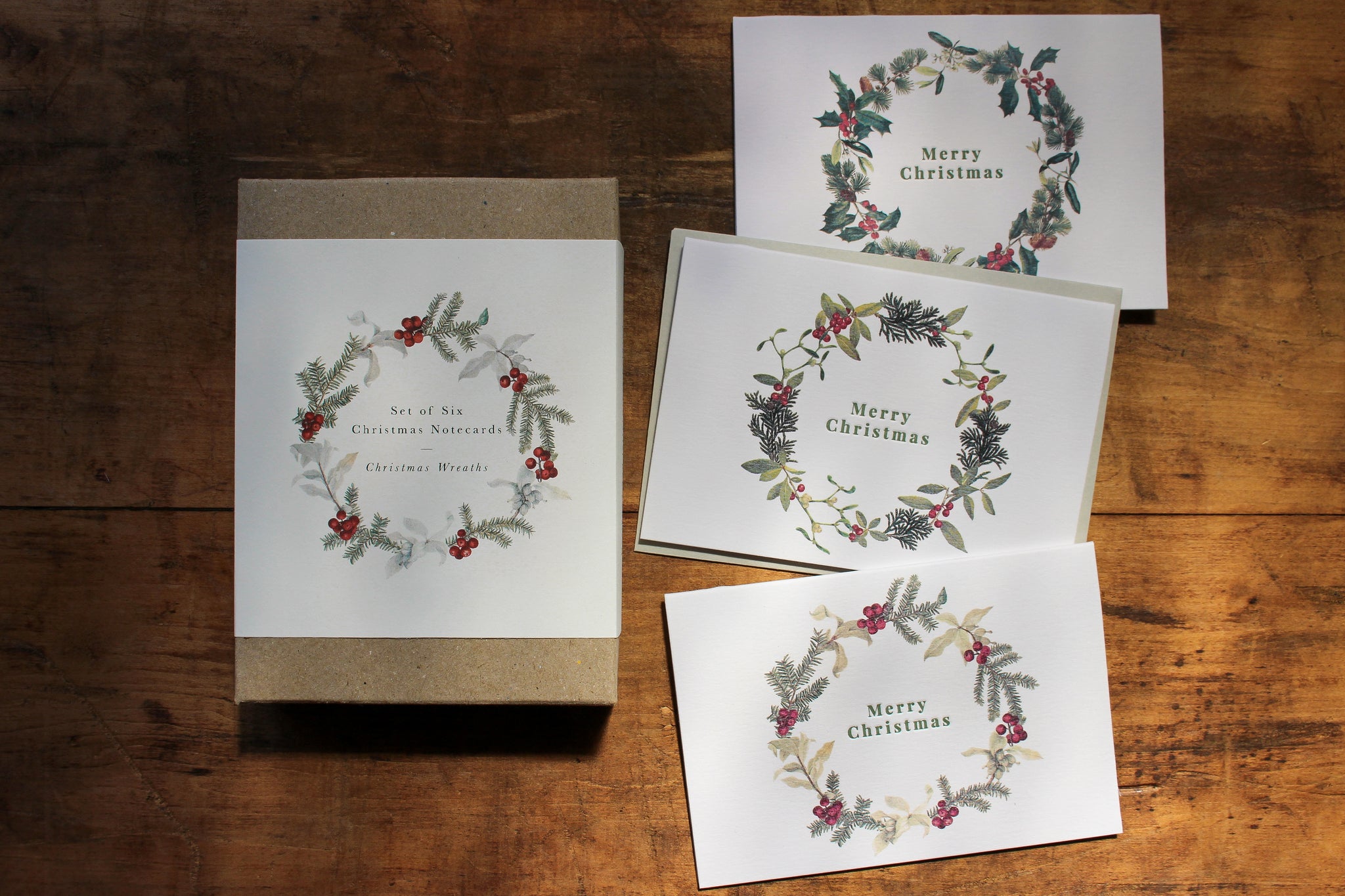 Letterpress Christmas Notecard Box Set - Christmas Wreaths