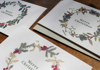 Letterpress Christmas Notecard - Holly Wreath