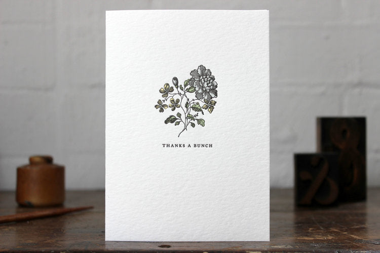 Letterpress Greeting Card - "Thanks a bunch"