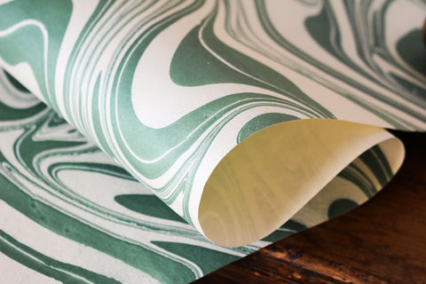 Craft Boat Marbled Gift Wrap - Soft Green