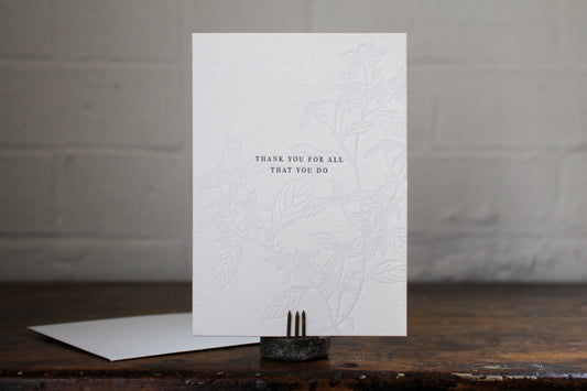 Letterpress Greeting Card - "Thank you for all that you do" | Flywheel | Stationery | Tasmania