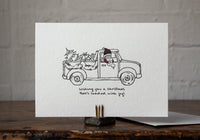 Letterpress Christmas Card - Santa + Truck