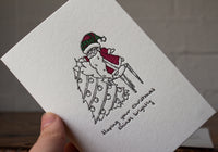 Letterpress Christmas Notecard - Santa + Tree