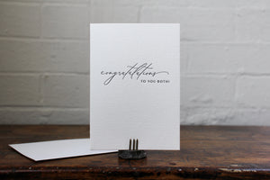 Letterpress Greeting Card - Congratulations To You Both