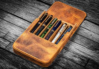 Galen Leather Magnum Opus 6 Slot Pen Case - Crazy Horse Brown