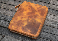 Galen Leather B6 Leather Notebook Folio - Crazy Horse Brown
