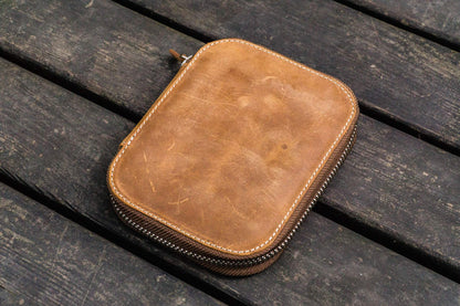 Galen Leather Ten Slot Zip Pen Case - Crazy Horse Brown | Flywheel | Stationery | Tasmania