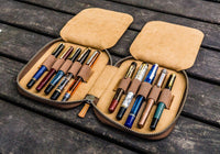 Galen Leather Ten Slot Zip Pen Case - Crazy Horse Brown