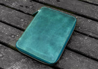 Galen Leather A5 Leather Notebook Folio - Crazy Horse Forest Green