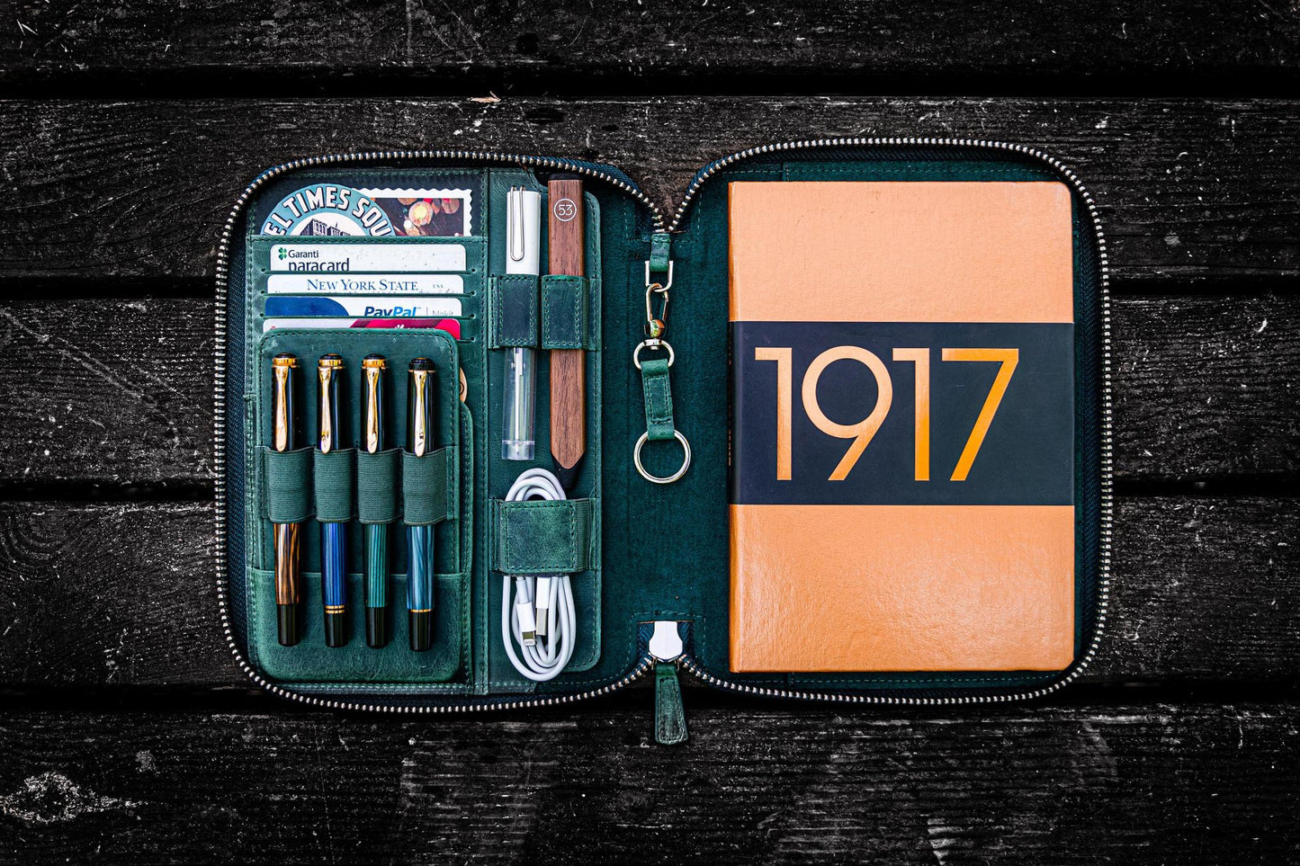 Galen Leather A5 Leather Notebook Folio - Crazy Horse Forest Green | Flywheel | Stationery | Tasmania
