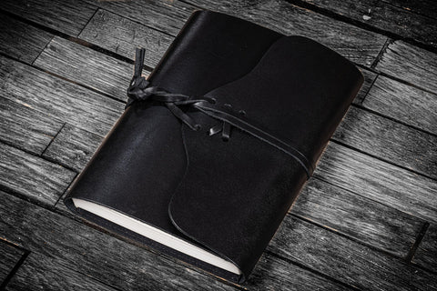 Galen Leather Refillable Wrap Journal Cover - Black