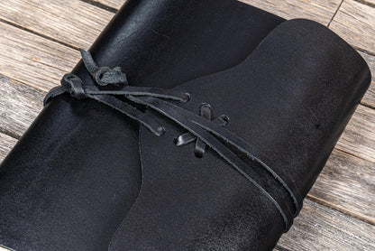 Galen Leather Refillable Wrap Journal Cover - Black | Flywheel | Stationery | Tasmania