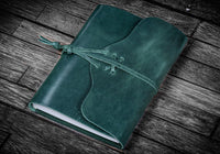 Galen Leather Refillable Wrap Journal Cover - Crazy Horse Forest Green